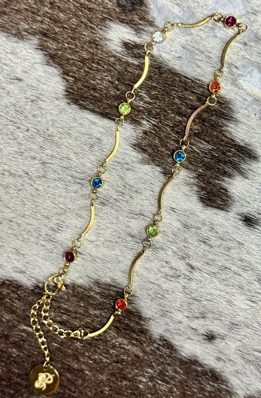 Plunder Multicolored Stone Adjustable Length Anklet New Without Tags